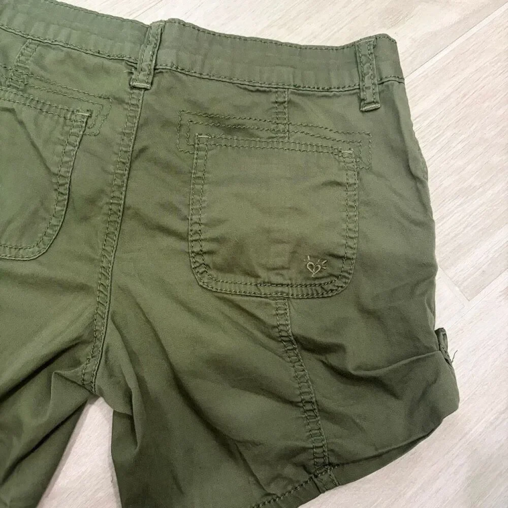 Justice Girls Olive Green Cargo Utility Shorts Size  10 ½